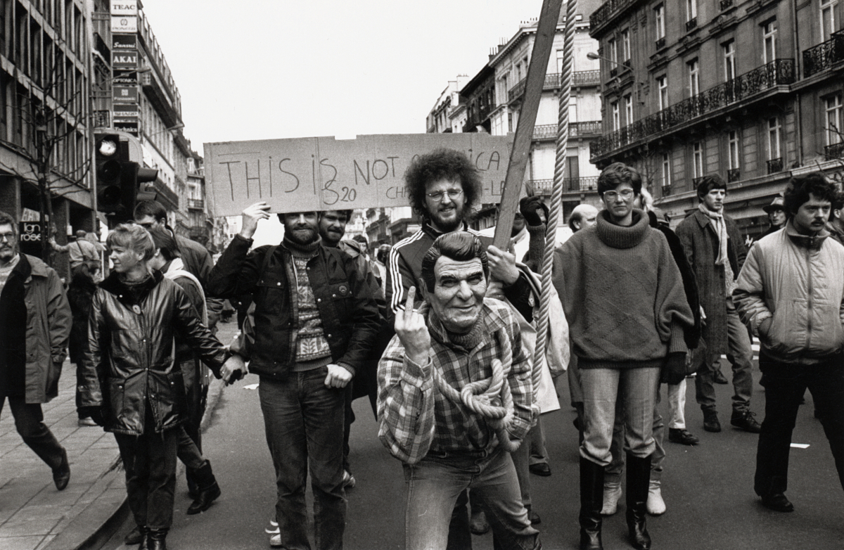 Tijdens de vredesbetoging van 1983