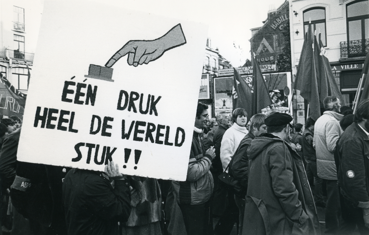 Slogan op de vredesbetoging van 1983